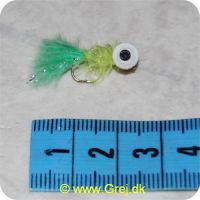 F007 - Dolly m/sorte øjenprikker - Lysegrøn/Gul (Flue med hvide skumøjn)