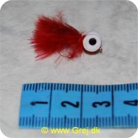 F015 - Dolly m/sorte øjenprikker - Rød (Flue med hvide skumøjn)