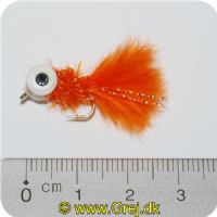 F030 - Dolly m/sorte øjenprikker - Orange m/glimmer (Flue med hvide skumøjn)