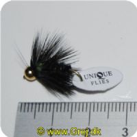 FL31001 - Unique Flies UF Bead Head Black Devil - sort/grøn med guldhoved