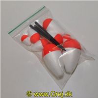 FLAM - Flamingoproper - Hvid med rød top - 2*25mm + 2*35mm + 2*50mm + 2*65mm + 4 pinde