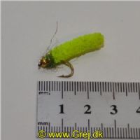 GHMAG003 - Maggot - Farve: Chartreuse med grøn glimmer og guld hoved - Str. : 10