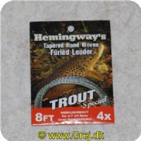 HMGFLSP - Hemingways Tapered Hand Woven Furled Leader - 8ft Trout Special - 4X