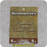 HMGFLTR - Hemingways Traditional Tapered Furled Leader - 6ft Premium Silk Tread - 5X - Lysebrun