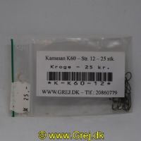 K-K60-12 - Pose med 25 stk K60 Kamasan ormekroge i str. 12