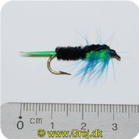 MS018 - Nymphs - Str. 8 - Sort/grøn ned blå børstehår Montana crawlers