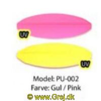 PU002 - Præsten - 4.5 gram - Gul/Pink
<BR>
Præsten UL er et ultra let gennemløbsblink på 4.5 gram. Form. bæreflade og vægten gør at den vugger igennem vandet.