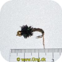 UF0044 - Enkeltkrog flue - Str. 8 - med goldhead og guld hale . grøn krop