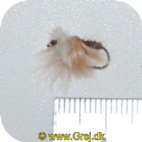 UF0080 - Enkeltkrog tørflue- Str. 12 - brun krop med hvit hackel 
(se billede)