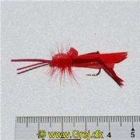 WS0011 - Danish græshopper - skum krop - rød - krogstørrelse 10