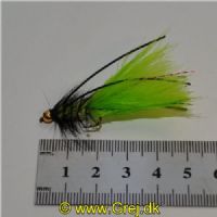 WS20005 - Long Shank - BH Wolly Bugger rubber leg - Farve: Sort/Chartreuse - Str. : 10