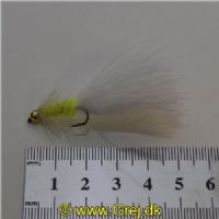 WS4916 - Long Shank - Cat Whisker - Farve: Chartreuse/Hvid med messing hoved - Str. : 10