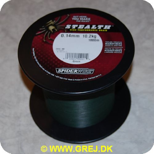 022021552214 - SpiderWIRE Stealth Braid - 0.14mm - 10.2 kg - Grøn - Pris pr. meter - Fletline med imponerende brudstyrke og en perfekt kontakt til agnen. Linen er flettet ekstremt hårdt. hvilket gør den nemmere at styre på hjulet. -  Vælg antal meter