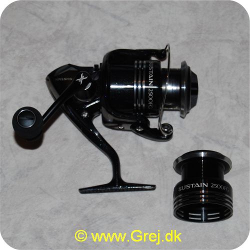 022255171540 - Shimano Sustain 2500FG spinnehjul - Frontbremse - 8+1 lejer - Gear Ratio: 5.0:1 - Linekap.: 0.18mm/290m - 0.25mm/160m - Ekstra spole medfølger