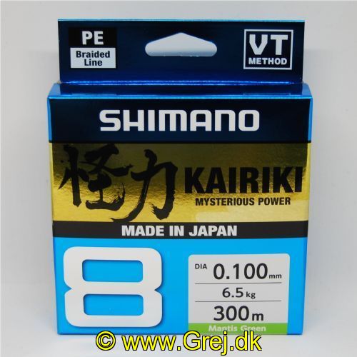 022255229807 - Shimano Kairiki SX8 0.10mm - Brudstyrke:6,5 kg - 300 meter - Mantis Green<BR>
Dette er en glat og støjfri line som er virkelig god til UL fiskeriet.
