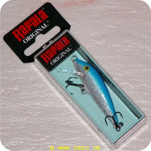 022677000107 - Rapala orginal<LI>Org. navn Blue<LI>Farve - Blå/Sølv/hvid<LI>Arbejdsdybde 0 - 2.3 meter<LI>Længde 5 cm - Vægt 3 gram