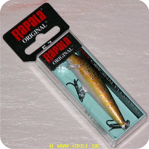 022677000343 - Rapala orginal<LI>Org. navn Brown Trout<LI>Farve - Mørkebrun/Lysebrun/Hvid med Sorte/Røde prikker<LI>Arbejdsdybde 0 - 2.3 meter<LI>Længde 7 cm - Vægt 4 gram