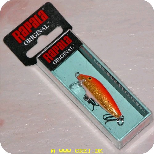 022677001449 - Rapala orginal (F03GFR)<LI>Org. navn Gold Fl Red<LI>Farve - Fl Rød/Guld/Hvid<LI>Arbejdsdybde 0 - 2.3 meter<LI>Længde 3 cm - Vægt 2 gram