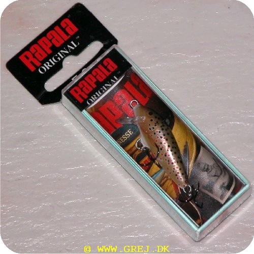 022677001517 - Rapala orginal<LI>Org. navn Brown Trout<LI>Farve - Mørkebrun/Lysebrun/Hvid med Sorte/Røde prikker<LI>Arbejdsdybde 0 - 2.3 meter<LI>Længde 3 cm - Vægt 2 gram
