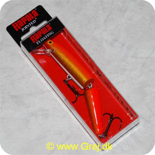 022677003566 - Rapala Jointed  wobler - 11cm - 9g - Gold Fl. red - flydende - Arbejdsdybde: 1.2-2.4m - Rød/guld/hvid