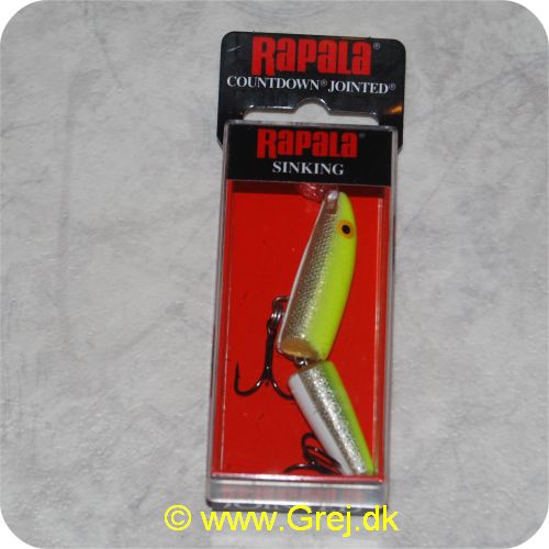 022677016047 - Rapala Countdown Jointed  wobler - 7cm - 8g - Silver Fl Chartreuse - Chartreuse/sølv/hvid - synkende - Arbejdsdybde: 0.9-1.8m