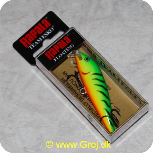 022677019765 - Rapala Team Esko - Flydende - 7cm - 6 gram - Firetiger - Grøn/gul/orange - Arbejdsdybde:1.2-1.8m