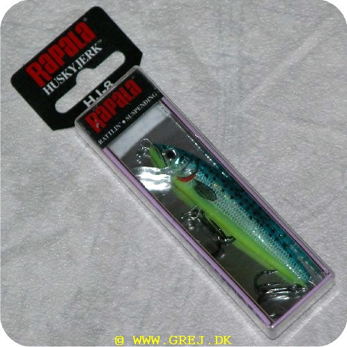 022677085951 - Husky Jerk "Glass Blue Minnow"<LI>8 cm/6 gram<LI>Wobleren har den samme vægtfylde som vand så den "svæver i vandet"