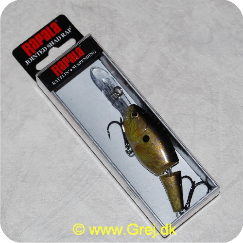 022677092720 - Rapala Jointed  Shad Rap - Rattlin - Suspending - 7cm/13g - Arbejdsdybde: 2.1-4.5m - Olive/gylden/hvid