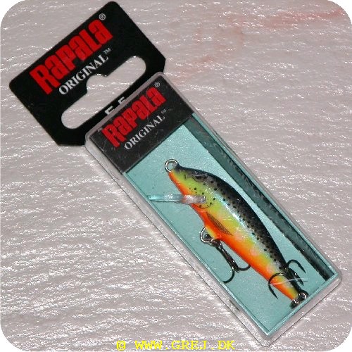 022677116365 - Rapala Original<LI>Org. navn Hot Steel<LI>Farve - Mørkeblå/Gul/Orange med sorte pletter<LI>Arbejdsdybde 0 - 2.3 meter<LI>Længde 5 cm - Vægt 3 gram