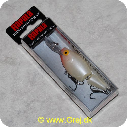 022677117539 - Rapala Jointed Shad Rap - 5cm - 8 gram - Pearl White - Perlemorshvid med rød hage - Arbejdsdybde:1.8- 3.9m