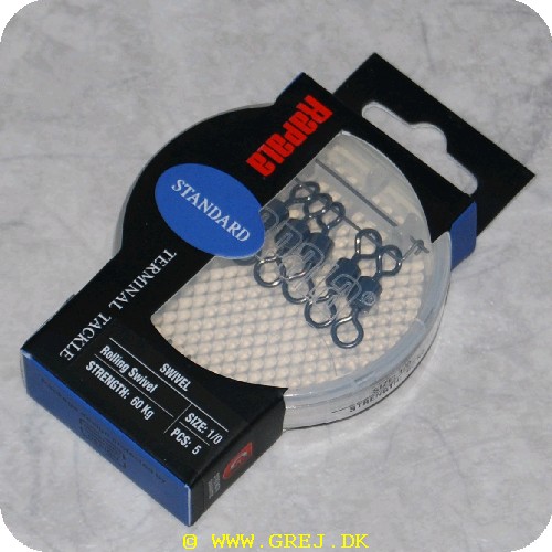 022677148946 - Rapala Rolling Swivel - 5 stk. - Str. 1/0 - Holder til 60 kg. - I praktisk æske