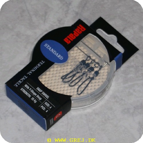 022677149097 - Rapala Snap Swivel m/T-Shape Snap - 4 stk. - Str. 4 - Holder til 35 kg. - I praktisk æske