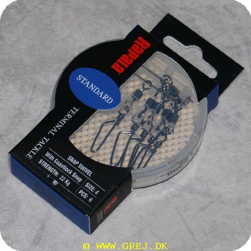 022677149349 - Rapala Snap Swivel m/Coastlock Snap - 6 stk. - Str. 4 - Holder til 22 kg. - I praktisk æske