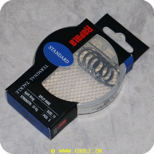 022677149844 - Rapala Split Ring - 5 stk. - Str. 15 - Holder til 35 kg. - I praktisk æske