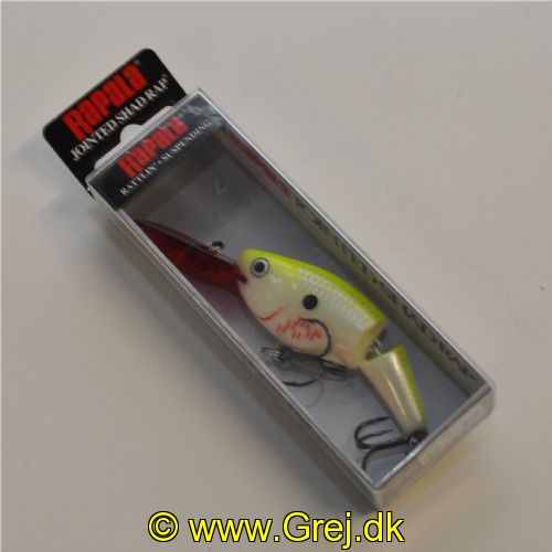 022677157658 - Rapala Jointed  Shad Rap - Suspending - Bleeding Chartreuse Shad - 7cm/13g - Arbejdsdybde:2.1-4.5m