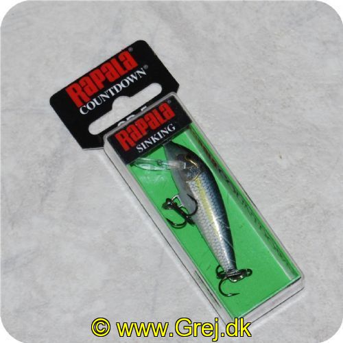 022677168036 - Rapala Countdown - Synkende - 5cm - 5 gram - Bleak - Grå/Hvid/Sølv m/gul stribe - Arbejdsdybde:0.9-1.8m