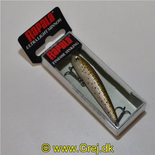 022677194097 - Rapala Ultra Light Shad - TR - Brown Trout - 6cm/4g - Arbejdsdybde: 0,6-0,9m - Lille i størrelse men stor i fiskeevne - Monteret med Premium VMC Black Nickel trekroge