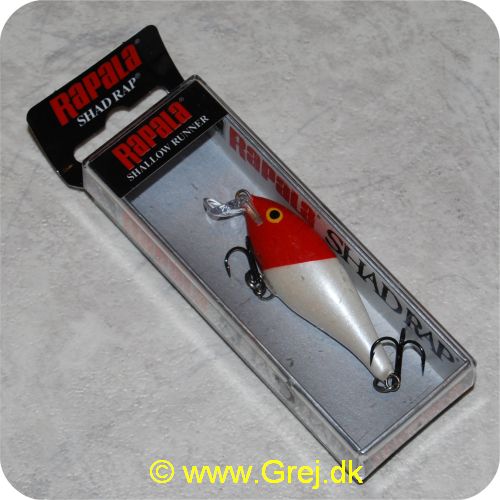 022677224336 - Rapala Shad Rap - 5cm - 5 gram - Red Head - Rød/hvid - Arbejdsdybde: 0.9-1.8m