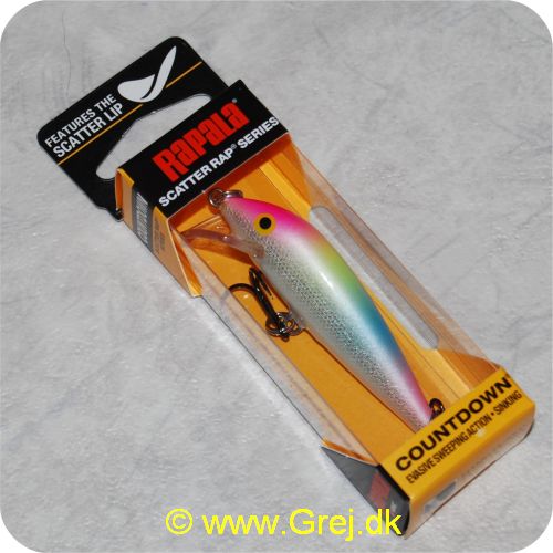 022677231624 - Rapala Scatter Rap Countdown - 7cm - 7 gram - Foil Candy - Pink/hvid/blå/sølv - Arbejdsdybde: 1.8-2.7m - Perfekt både til kastning og trolling