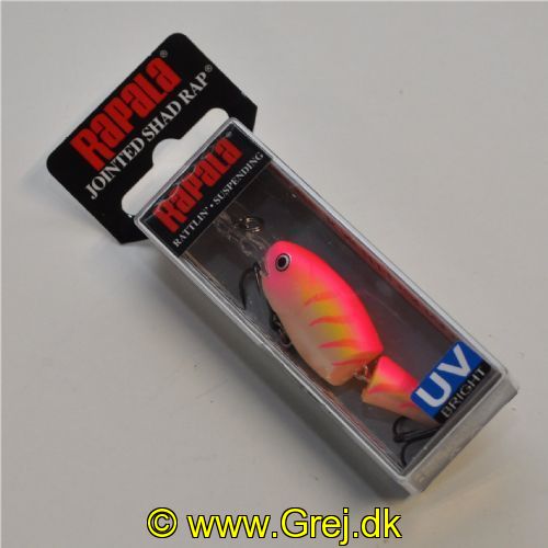022677256009 - Rapala Jointed  Shad Rap - Pink Tiger UV - 4cm/5g - Arbejdsdybde:1.2-1.8m