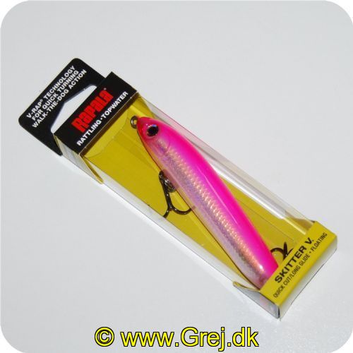 022677272856 - Rapala Rattling Skitter V - 10cm/14g - Hot Pink - Arbejdsdybde Top Water