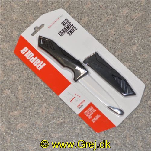 022677292595 - Rapala keramisk kniv - 10 cm - Med skede - Ultra skarp og det bliver den ved med meget længere norm.<BR>
Keramisk blad op til to gange skarpere end stål med 15x kant fastholdelse.
Ruster ikke. 
Et godt valg til de fleste skære-opgaver.
Compression skede. Soft formstøbt greb
<BR><BR>
Skæfte længde: 11,5 cm<BR>
Blad længde: 10 cm