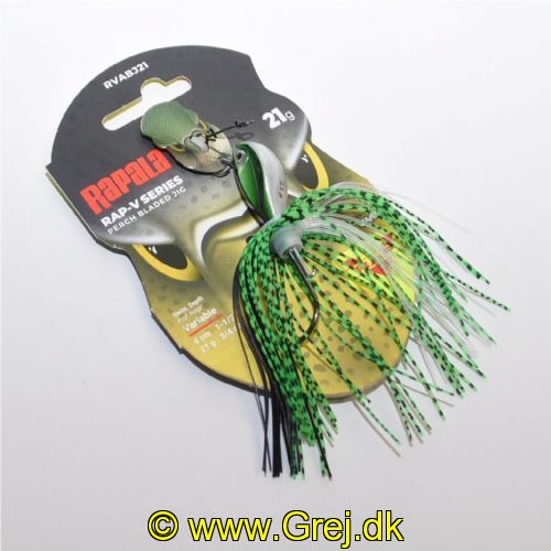 022677340579 - Rapala RAP-V Perch Bladed Jig, gummi chatter lure - Vægt:21g. - Længde: 4cm - Farve:Baby Bass