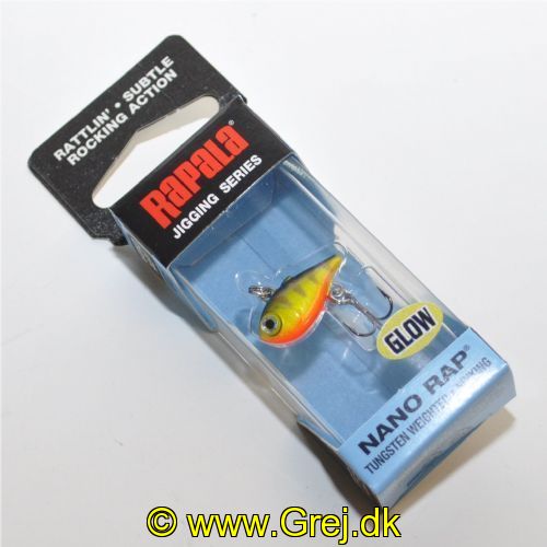 022677372860 - Rapala Jigging Series - Nano Rap - Glow Hot Perch (GHP) - 2cm/1,6g - Arbejdsdybde: Variabel