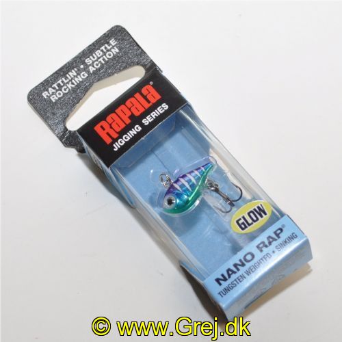 022677372907 - Rapala Jigging Series - Nano Rap - Glow Metallic Rainbow (GMRBW) - 2cm/1,6g - Arbejdsdybde: Variabel