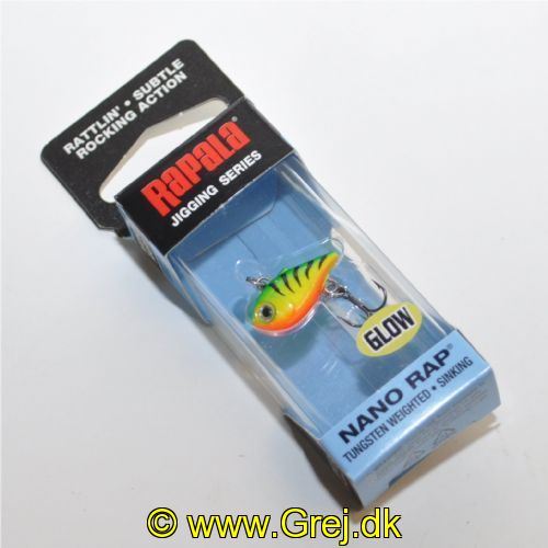 022677372914 - Rapala Jigging Series - Nano Rap - Glow Tiger (GT) - 2cm/1,6g - Arbejdsdybde: Variabel