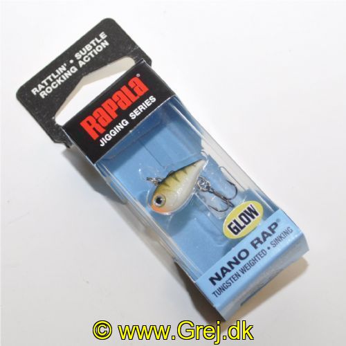 022677372938 - Rapala Jigging Series - Nano Rap - Glow Yellow Perch (GYP) - 2cm/1,6g - Arbejdsdybde: Variabel