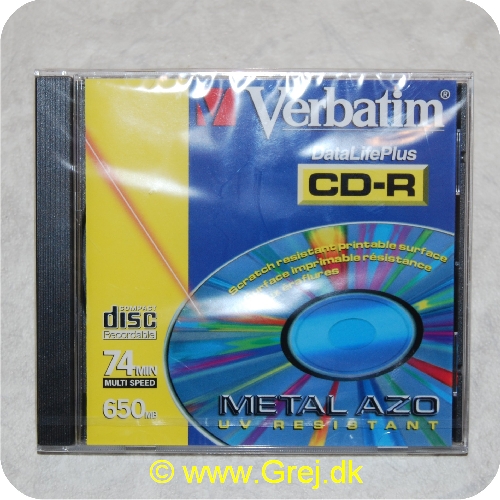 023942389651 - Verbatim CD-R - Pakke med 1 stk. - I plastic kasser<BR>
74 min - 650 mb