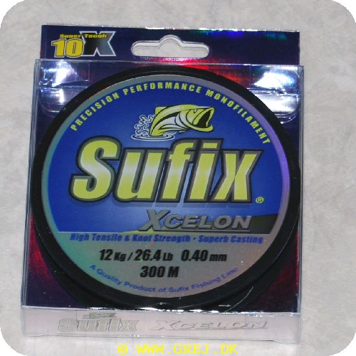 024777325050 - Sufix Xcelon monofilline - 0,40mm - 300 meter - 12 kg - Farve: Shadow Grey - Den eksklusive Super Bond Polymer overflade har en slidstyrke,der er op til 10 gange større end mange tilsvarende liners