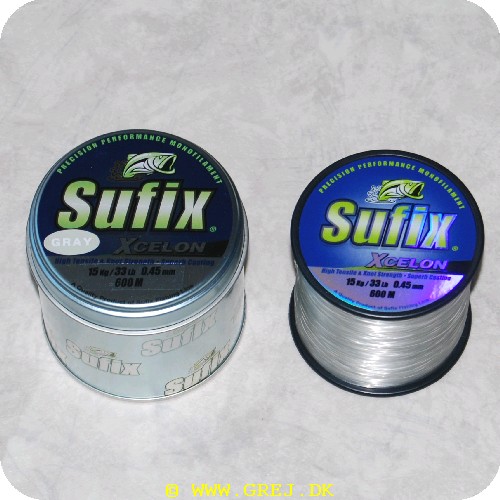 024777325753 - Sufix Xcelon monofilline - 0.45mm - 600 meter - 15 kg - Farve: Shadow Gray - Den eksklusive Super Bond Polymer overflade har en slidstyrke. der er op til 10 gange større end mange tilsvarende liners.